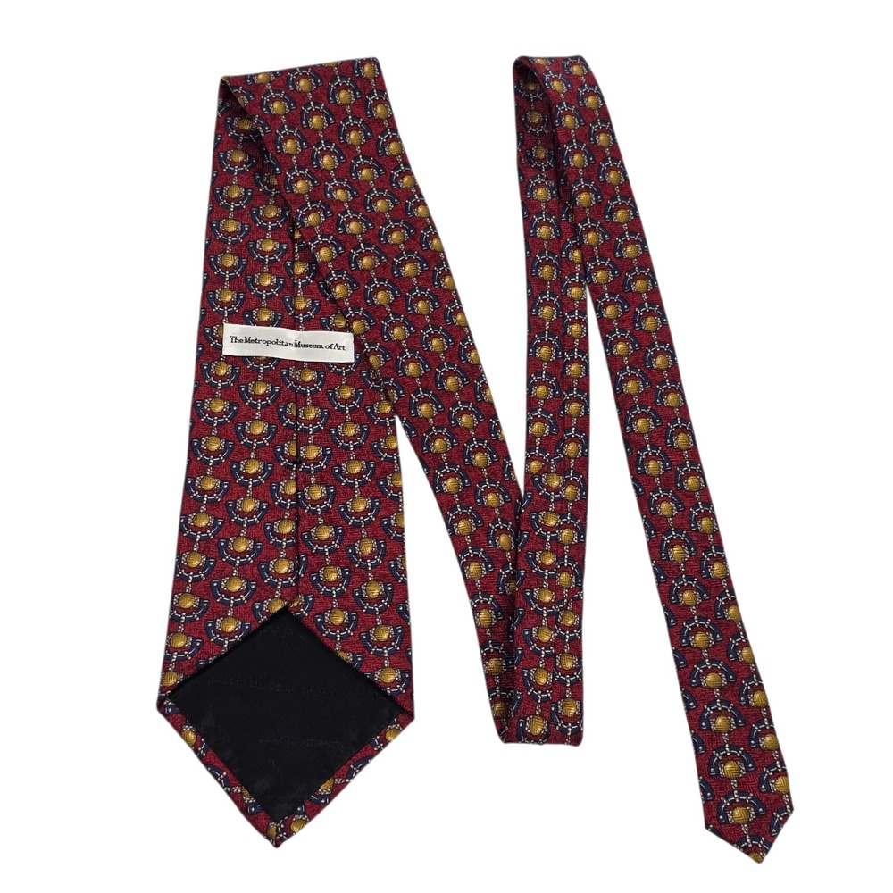 The Metropolitan Museum of Art Mens Necktie Red Blue Yellow 100% Silk Woven
